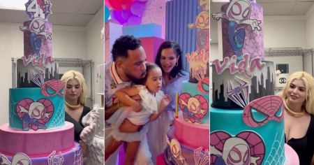 Laura, esposa de Osmani García, se luce con otro pastel para el cumpleaños de la hija de Natti Natasha y Raphy Pina