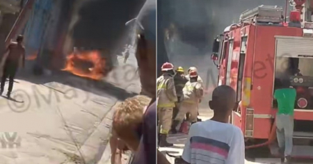 Se incendia un carro en Santiago de Cuba