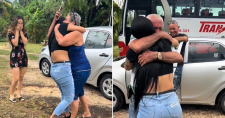 Entre gritos de alegría y lágrimas: Así recibieron a esta cubana que volvió de sorpresa a Cuba para abrazar a su familia