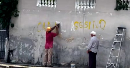 Aparece pintada la frase “Canel asesino” en muro de transitada avenida en La Habana