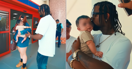 Reguetonero cubano Payaso x Ley recibe a su bebé de 4 meses en Cuba y lo carga por primera vez en el aeropuerto de La Habana