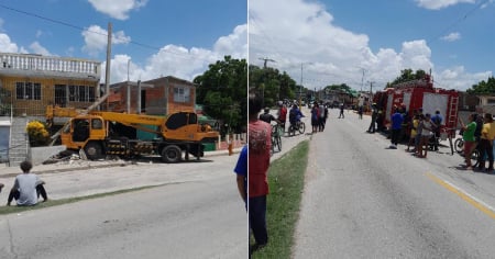 Grúa impacta contra dos viviendas y un kiosco en Bayamo, Granma
