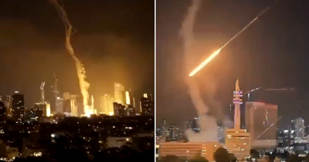 Video muestra el momento en que misiles impactan capital de Israel 