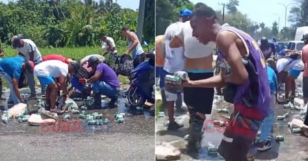 Cerveza gratis en plena calle: Camión pierde la carga en La Habana y la gente no perdona