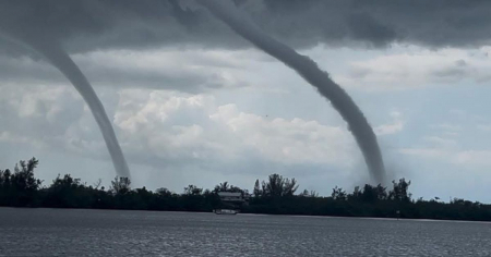 Impactante fenómeno natural: Captan dos trombas marinas gemelas frente a la costa de Florida