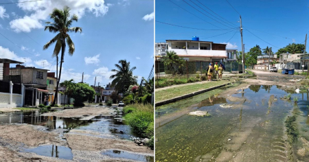 La Habana: Casino Deportivo está inundado de aguas negras y los niños caminan entre excrementos