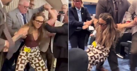 VIRAL: Violento arresto de una mujer tras intentar hacer una pregunta en audiencia sobre ICE en Miami-Dade