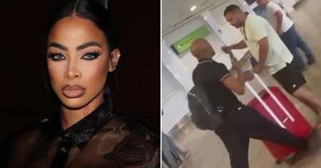 “Te voy a noquear”: Seguridad de Yailin amenaza y agrede a paparazzi en pleno aeropuerto