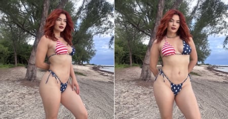 Actriz cubana Yía Caamaño alborota las redes con un sexy bikini de la bandera de EE.UU.