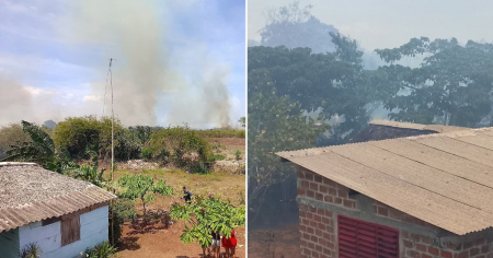 Cuerpo de Bomberos protege más de 20 viviendas durante incendio en El Coco, Holguín