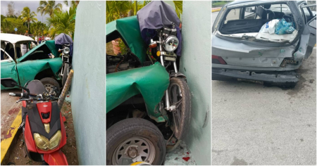 Cuatro heridos tras choque múltiple en estacionamiento del aeropuerto de Santa Clara