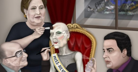 "La pintan de vida para simular que respira": Artista "retrata" la revolución cubana como una anciana en decadencia