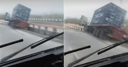 Rastra impacta contra un puente en la Autopista Nacional