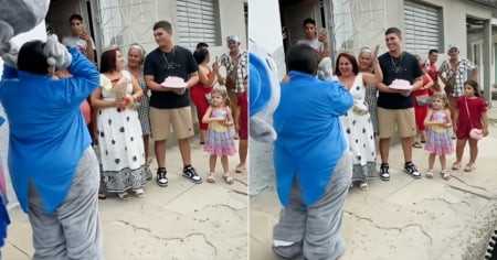 “Casi me da algo”: Cubana vuelve a la isla disfrazada de oso para abrazar a su madre en su cumpleaños 