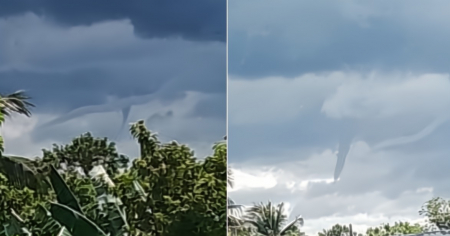 Dos trombas en el cielo sorprenden a residentes de Mantua, en Pinar del Río