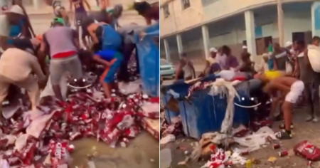 Cubanos recogen latas de cerveza vencidas arrojadas a la basura en La Habana