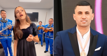 "¡Tiene la voz de un ángel!" Hija de Lenier Mesa emociona cantando "Como la flor" con mariachis