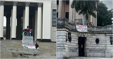 Cartel con mensaje hostil hacia Israel en la Universidad de La Habana genera polémica