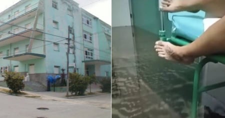 Aguas albañales inundan policlínico de Coco y Rabí, en La Habana