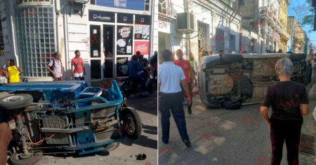 Grabado en video: Persecución policial termina en aparatoso accidente en el centro de Santiago de Cuba