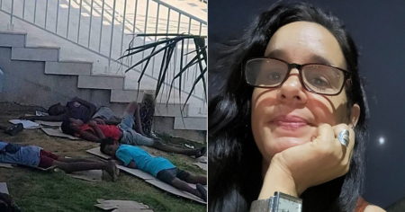 Jefa de prensa de Díaz-Canel reacciona a foto viral de niños durmiendo en jardines de un hotel