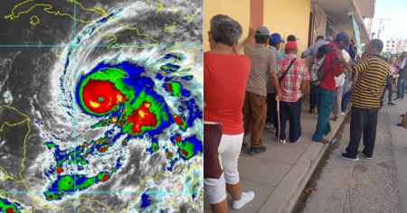 Cubanos hacen largas colas en Puerto Padre para sacar dinero antes de la llegada del huracán Melissa