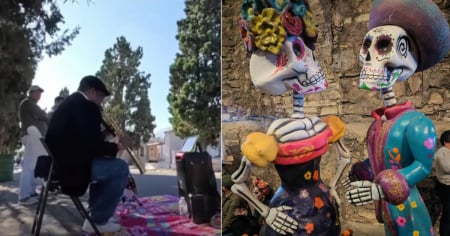 “No he podido volver a Cuba”: Saxofonista cubano toca por el Día de Muertos en México