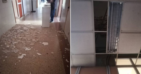 Cae parte del techo dentro del Hospital Calixto García de La Habana