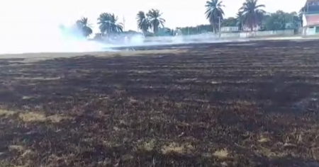 Polémica en Jatibonico por la quema de hierba en el estadio de béisbol