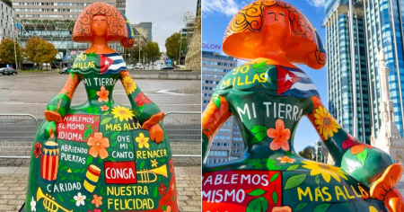 Una Menina "vestida de Cuba" y con canciones de Gloria Estefan causa furor en Madrid