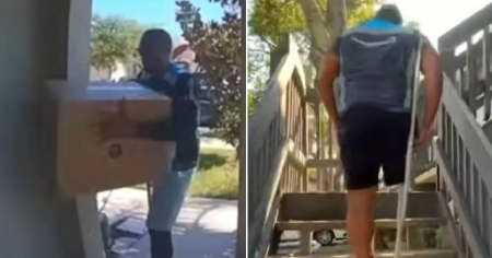 Piden ayuda para prótesis de cubano viral por repartir paquetes de Amazon con una sola pierna