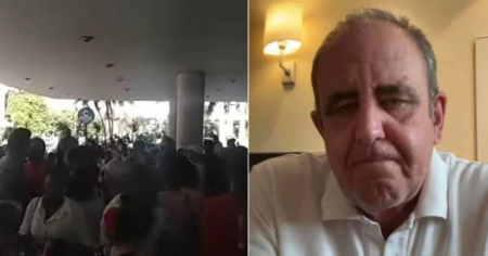 Así fue la aglomeración de personas en el Habana Libre para cobrar la falsa ayuda de Ignacio Giménez