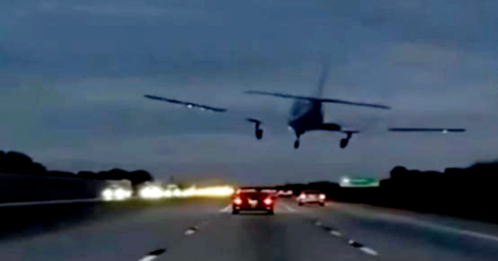 Avioneta aterriza de emergencia en autopista I-95 de Florida y choca contra un coche