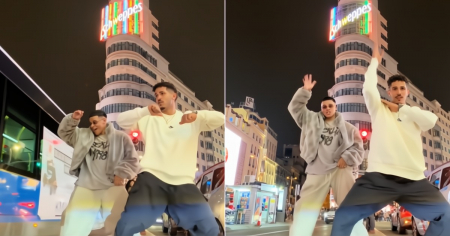 “Cuando se junta el congrí y el ceviche”: Cubano y peruano enloquecen Madrid bailando reparto en plena Gran Vía