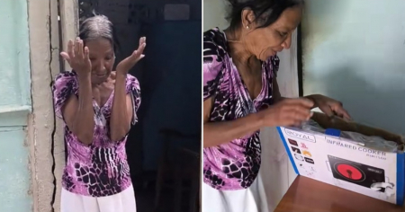 Madre cubana rompe en llanto al ver los regalos que le dio su hijo por su cumpleaños en la isla: “El mejor regalo que tuve”