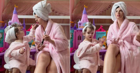 ¡A derretirse! Así es una sesión de maquillaje y chismes entre Rachel Arderi y su pequeña Mía