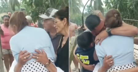 Cae de rodillas ante su madre tras 13 años sin verla: el abrazo que hizo llorar a toda Cuba