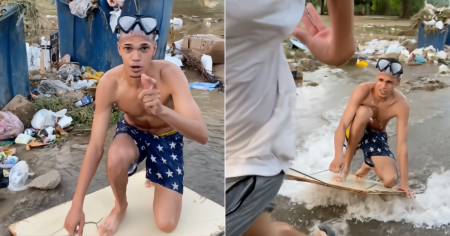 El video del que todos hablan: Jóvenes cubanos surfean en una calle llena de basura en Cuba
