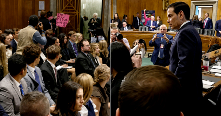 Activistas pro régimen interrumpen a Marco Rubio en el Senado con gritos de «¡Para de matar cubanos!»