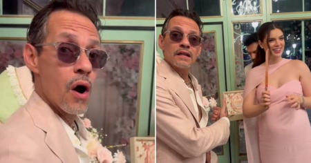 ¡No lo podía creer! La reacción de Marc Anthony al ver la tarta del baby shower de su niña: «No me jo***»