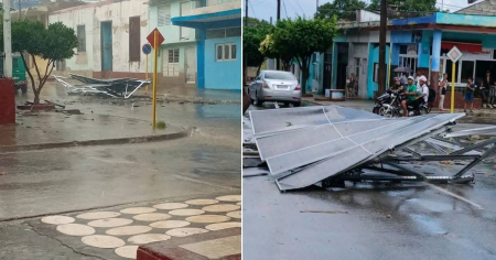 Daños en paneles solares y otras estructuras tras tormenta local severa que azotó Guantánamo