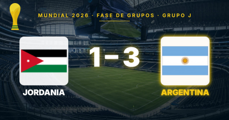 Argentina derrota a Jordania, firma pleno de victorias y avanza como líder del Grupo J