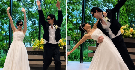 Cubano y japonesa cambian el vals por reparto en plena boda con este hit de Ya Ice Dilan