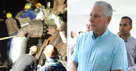 Díaz-Canel elogia a trabajadores de la UNE y vuelve a atribuir a EE.UU. el apagón nacional
