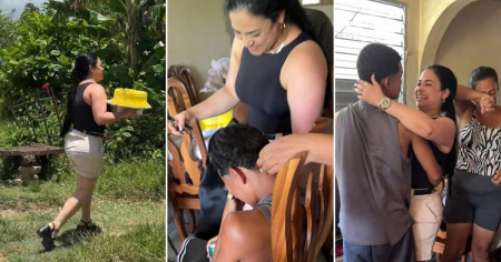 Viajó desde EE.UU. a Cuba para darle la mayor sorpresa de su vida a su hijo en su cumpleaños 18