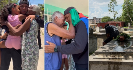 Influencer cubano regresa a Cuba tras la muerte de su padre con mariachi y bandera cubana encima