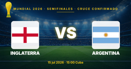 Cruce confirmado: Inglaterra vs Argentina en Semifinales del Mundial 2026
