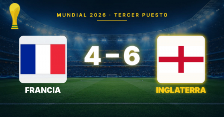 Mundial 2026: Inglaterra (6-4) se lleva la final de consolación ante Francia en festival de 10 goles