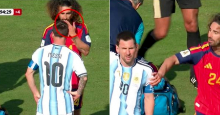 Messi intentó que expulsaran a Cucurella por taparse la boca un segundo y el árbitro lo ignoró en la Final del Mundial