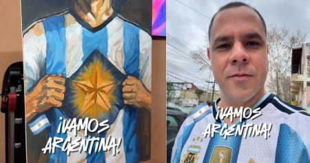 Cubano que vive en Argentina pinta un cuadro para Messi y la Scaloneta: «Este país es mi hogar»